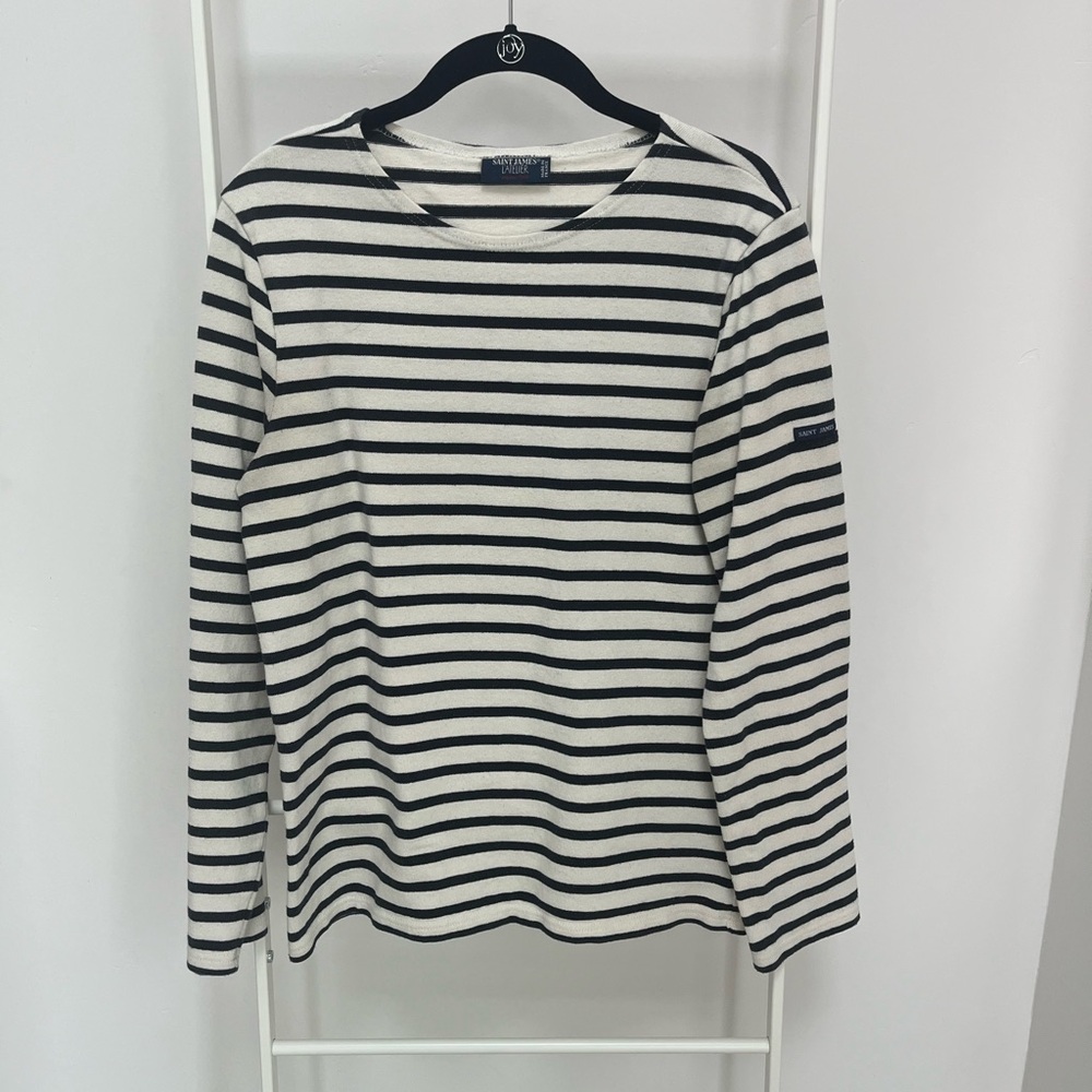 Saint James Blue and White Striped Breton Shirt